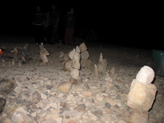 Shoshana, Abi, and I all built many rock sculptures