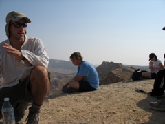 Yonatan talks, while Tani and Emily contemplate nature