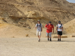 Matan, Andy, and Tani hiking