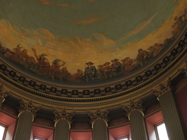 Thanksgiving scene on Providence Capitol Rotunda