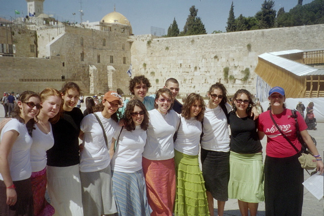 Penina, Ruth, Ilana, Jordana, Francie, Nathan, Rachel, Josh, Sarah, Cynthia, Maya, Joelle at Kotel