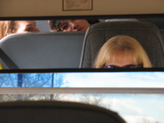 Josh, in the bus mirror