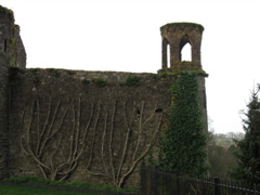 A wall attached to the tower