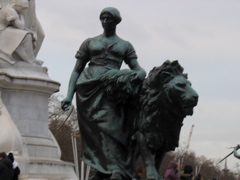 Statue of woman with Lion of England