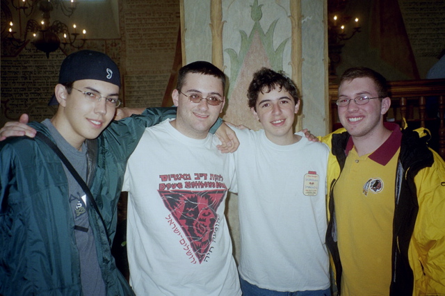 Michael K, Benji, Nathan, Steven in Tykochin Synagogue